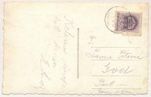 1942 Érmihályfalva, Valea lui Mihai; Magyar országzászló és virágágyás címer / Hungarian country fla...