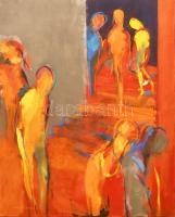 Kovács Tamás Vilmos (1951-): Alakok (cím nélkül), 1994. Olaj, vászon, jelzett, 120×100 cm. KIZÁRÓLAG SZEMÉLYES ÁTVÉTEL, NEM POSTÁZZUK! / ONLY PERSONAL COLLECTION AT OUR OFFICE!