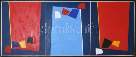 Joseph Kádár (1936-2019): Geometrikus kompozíció (cím nélkül), 1995. Akril, fa, jelzett a hátoldalán, 50×120 cm. KIZÁRÓLAG SZEMÉLYES ÁTVÉTEL, NEM POSTÁZZUK! / ONLY PERSONAL COLLECTION AT OUR OFFICE!