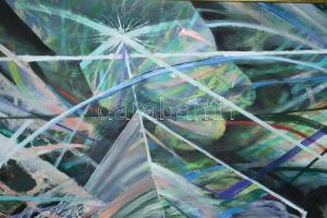 Turcsán Miklós (1944-): Mágia, 1992. Olaj, farost. Jelezve jobbra lent. Hátoldalán autográf feliratt...