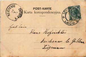 1904 Lviv, Lwów, Lemberg; Kasa Oszczednosci / Sparkassa / savings bank, tram. M. Hölzel (EK)