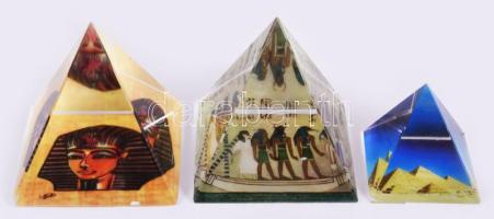 3 darabos egyiptomi stílusú levélnehezék szett, hibátlan, m: 6,5 cm