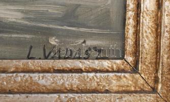 L Vadász jelzéssel: Vitorlások és horgászok. Olaj, vászon, 53x60 cm, dekoratív fakeretben