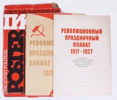 The Soviet Political Poster 1917-1980. (3 kötet). Moscow, 1984, Sovetsky Khudozhnik Publishers. Rendkívül gazdag képanyaggal illusztrálva. Angol és orosz nyelven. Kiadói papírkötés, sérült kiadói papírborítóban. + Forradalmi ünnepi plakát 1917-1927. (Reprodukciókat tartalmazó mappa és kísérőfüzet). Leningrad, 1982, Khudozhnik RSFSR. Orosz nyelven. Kiadói papírmappában, orosz nyelvű ajándékozási bejegyzéssel.