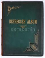 P. K. Rosegger: Defregger Album. Leipzig - Wien, én., Franz Bondy. Német nyelven. Gazdag képanyaggal illusztrált. Kiadói aranyozott félbőr-kötés, kopott, foltos borítóval, sérült, részben hiányos gerinccel, laza fűzéssel.