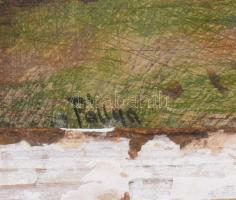 Pállya Carolus (1875-1948): Itatás. Olaj, fa, jelzett. Karton hátlapon Kovács Dezső hagyatéka bélyeg...