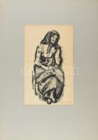 Nyergesi János (1895-1982): Menyecske. Tus, papír, jelzett. Paszpartuban. 28x17 cm