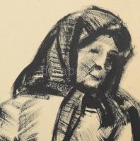 Nyergesi János (1895-1982): Menyecske. Tus, papír, jelzett. Paszpartuban. 28x17 cm