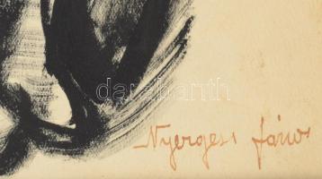 Nyergesi János (1895-1982): Menyecske. Tus, papír, jelzett. Paszpartuban. 28x17 cm