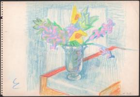 Barta István (1892-1976): Csendélet. Kréta, papír, jelzett, 23,5x34,5 cm