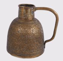 Kézzel készült antik keleti réz kancsó, m: 14 cm