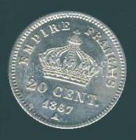 Franciaország 1867 A 20c ezüst III. Napoleon T:1/2