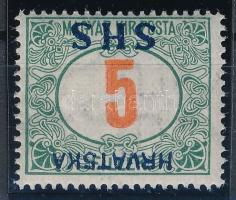 SHS 1918 Portó 5f fordított felülnyomattal Signed: Bodor Certificate: Zrinjscak