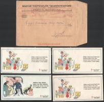 cca 1920-1929 A Tuberkulózis Elleni Küzdelem Országos Bizottsága számolócédulák, 4 db + Magyar Tisztviselők Takarékpénztára Rt. boríték