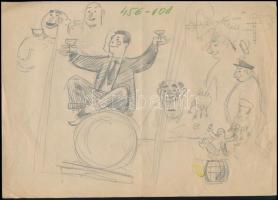 Jelzés nélkül: Tanulmányrajzok. Ceruza, papír, hajtásnyommal. 21x29,5 cm