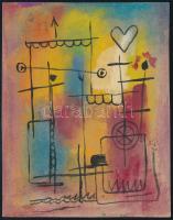 Jelzés nélkül: Szívküldi. Akvarell, papír, 15,5x112 cm