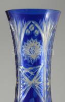 Kéken pácolt kristály váza, m: 20,5 cm