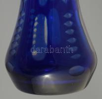 Kéken pácolt kristály váza, m: 20,5 cm