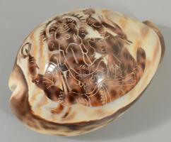 Ganésa figurával díszített tigriskagyló, h: 9,5 cm