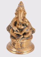 Olvasó Ganésa bronz szobor, m: 12 cm