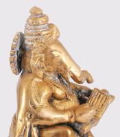 Olvasó Ganésa bronz szobor, m: 12 cm