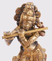Krishna bronz szobra, m: 15,5 cm