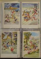 Kb. 130 db MODERN Disney képeslap gyűjtemény lefűzhető mappában (1950-1975) / Cca. 130 modern Disney...
