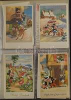 Kb. 130 db MODERN Disney képeslap gyűjtemény lefűzhető mappában (1950-1975) / Cca. 130 modern Disney...