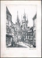 Olvashatatlan jelzéssel: Prágai részlet. Rézkarc, papír, számozott (6/40), paszpartuban, 21,5x15,5 cm