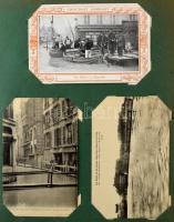 PÁRIZS - Kb. 200 db RÉGI képeslap gyűjtemény albumban: az 1910-es árvíz / PARIS - Cca. 200 pre-1945 postcards collection in an album: flood in 1910