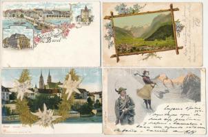 SVÁJC - 32 db RÉGI város képeslap, lithokkal / SWITZERLAND - 32 pre-1945 town postcards, with lithos