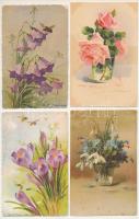 41 db RÉGI motívum képeslap: Catharina Klein virágos művészlapok / 41 pre-1945 art postcards with flowers, signed by C. Klein