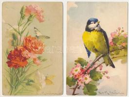 41 db RÉGI motívum képeslap: Catharina Klein virágos művészlapok / 41 pre-1945 art postcards with fl...