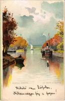 1899 Siófok, kikötő. Bruchsteiner és Fia Műintézet litho (EK)