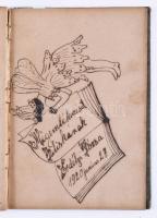 1910-1927 Régi emlékkönyv, bejegyzésekkel, rajzokkal. Vászonkötésben, sérült elülső borítóval, kijár...