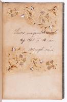 1910-1927 Régi emlékkönyv, bejegyzésekkel, rajzokkal. Vászonkötésben, sérült elülső borítóval, kijár...