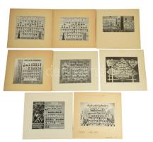 1971-1978 Nyíregyházi Zrínyi Ilona Gimnázium tablófotói, 8 db, fotók kartonon, 5 karton hátán aláírásokkal, 17x22 cm, karton: 29x34 cm