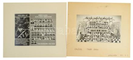 1971-1978 Nyíregyházi Zrínyi Ilona Gimnázium tablófotói, 8 db, fotók kartonon, 5 karton hátán aláírá...