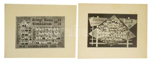 1971-1978 Nyíregyházi Zrínyi Ilona Gimnázium tablófotói, 8 db, fotók kartonon, 5 karton hátán aláírá...