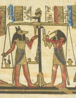 Egyiptomi jelenetes papirusz, üvegezett keretben, 39×29 cm