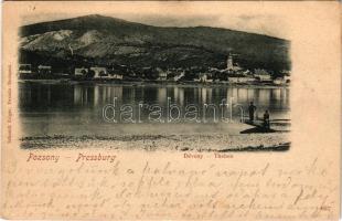 1900 Dévény, Theben a. d. Donau, Devín (Pozsony, Bratislava); látkép. Schmidt Edgar kiadása / general view