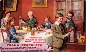 Prana szódavíz reklámja a varsói cégképviselet pecsétjével: Reprezentant Waclaw H. Kremky, Warszawa / "Prana" Sparklets pure homemade soda water advertisement