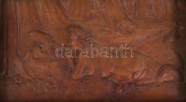 Törpe és a sellő - faragott fa kép, 12x22 cm