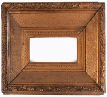 Vastag blondel képkeret, sérülésekkel, 29x39 cm