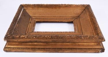 Vastag blondel képkeret, sérülésekkel, 29x39 cm