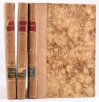 Mikszáth Kálmán 3 műve: Az eladó birtok. Mindenki lépik egyet.; Akli Miklós cs. k. mulattató története.; A fekete kakas. A beszélő köntös.; Bp., én., Révai. Átkötött félbőr-kötések, kopott borítókkal, a 2. kötetben kijáró lapokkal.