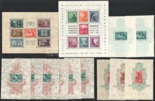 1938-1940 Főleg falcos blokktétel benne Eucharisztikus, Szent István, Bethlen pár és vágott, 6 Árvíz és 2 Mátyás