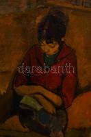 Molnár jelzéssel: Pihenő lány, 1957. Olaj, farost. Proveniencia: Saphier-gyűjtemény. Apró felületi s...