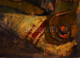 Molnár jelzéssel: Pihenő lány, 1957. Olaj, farost. Proveniencia: Saphier-gyűjtemény. Apró felületi s...