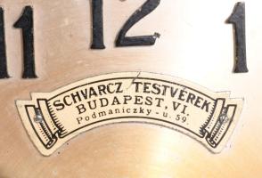 Schwarcz Testvérek kandallóóra, kulccsal, kis kopással, 45x23 cm